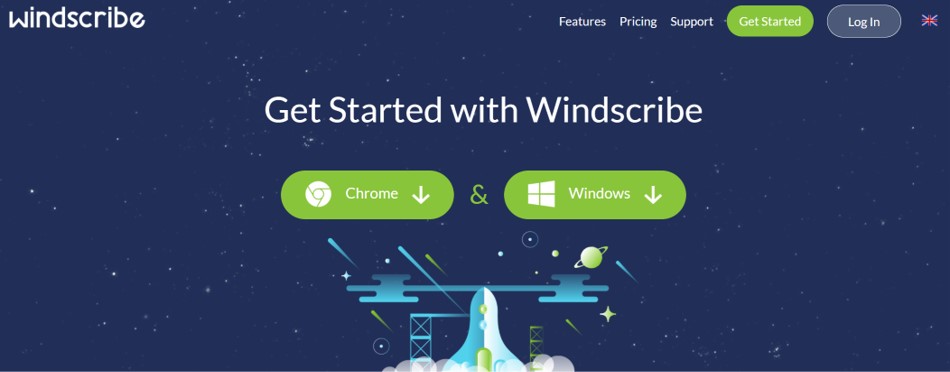 Windscribeのトップページ