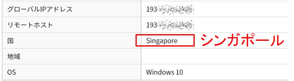 シンガポールのIPアドレス