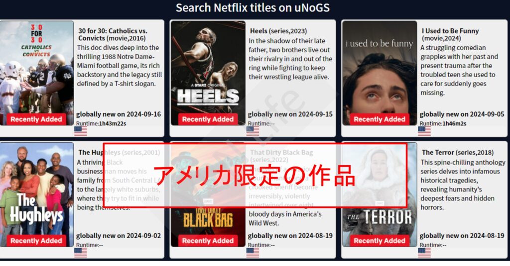 アメリカ版Netflixのラインナップ