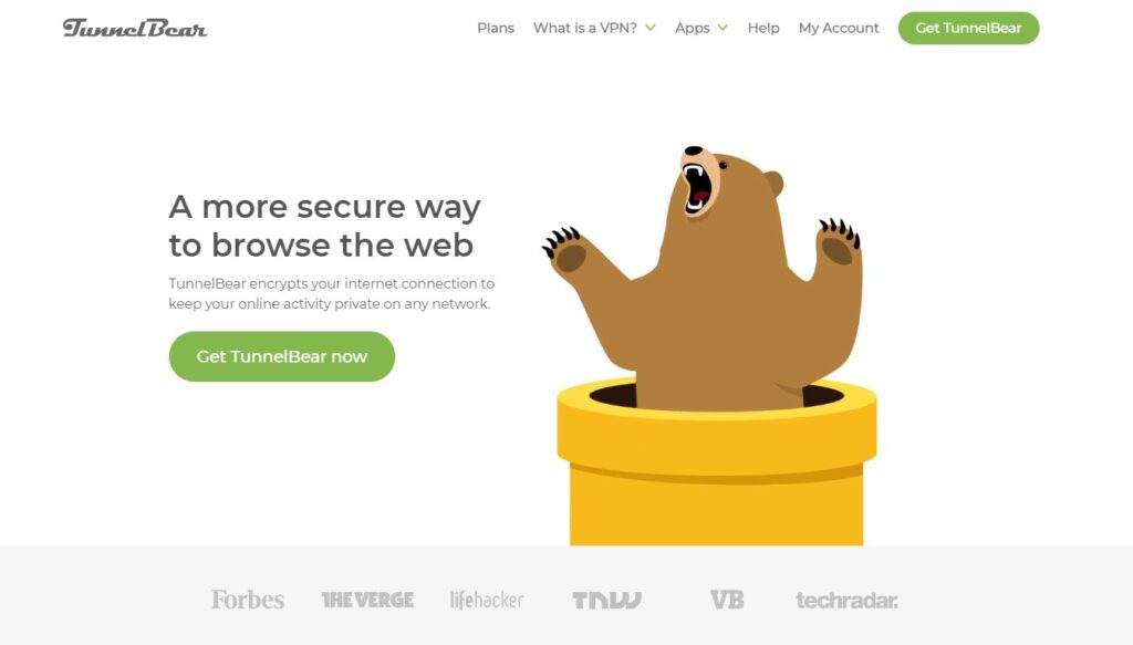 TunnelBearのトップページ